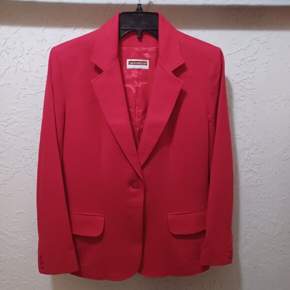 Vtg Jack Winter Red Wool Blend Blazer Size 8 | Academia Preppy Career Jacket - Picture 1 of 16